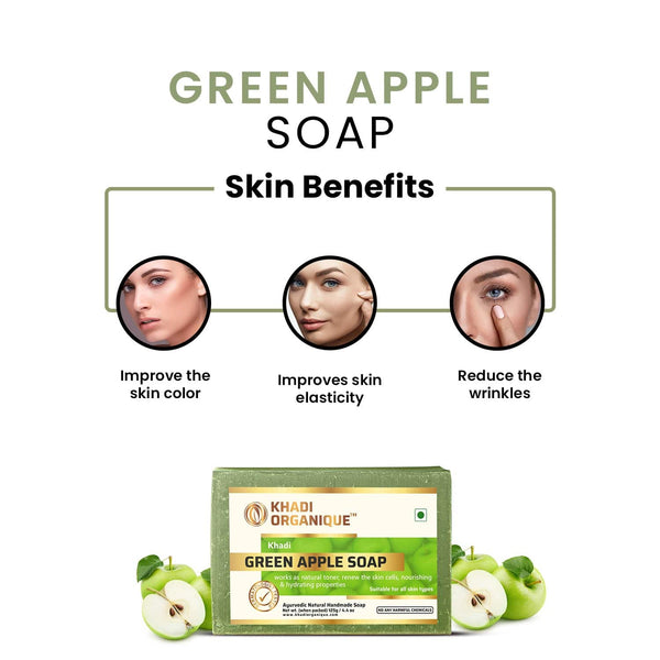 KHADI ORGANIQUE GREEN APPLE SOAP (Pack Of 3)