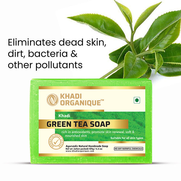 KHADI ORGANIQUE  GREEN TEA SOAP (Pack Of 3)