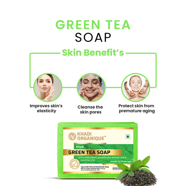 KHADI ORGANIQUE  GREEN TEA SOAP (Pack Of 3)
