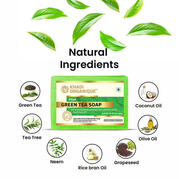 KHADI ORGANIQUE  GREEN TEA SOAP (Pack Of 3)