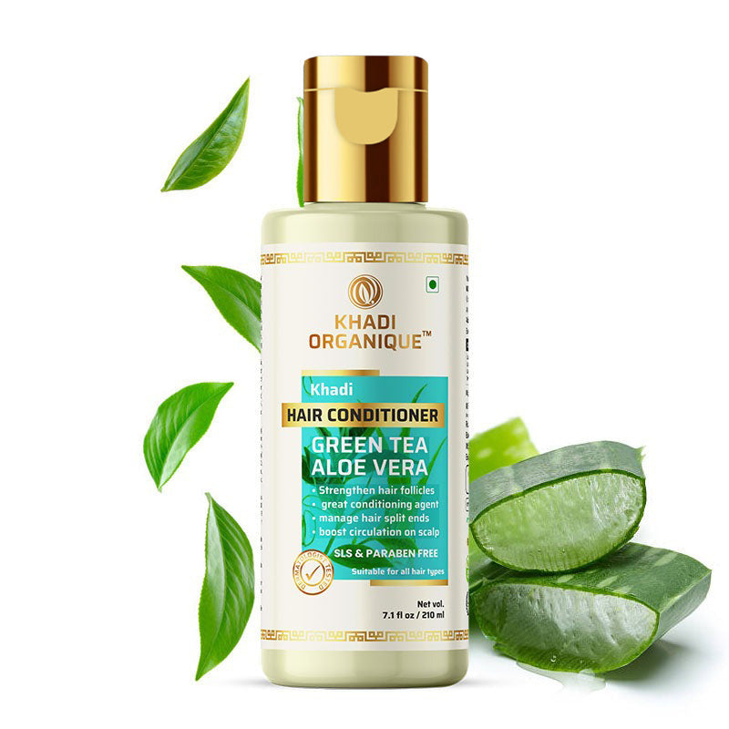 Khadi Organique Green Tea Aloe Vera Hair Conditioner - Sls & Paraben F