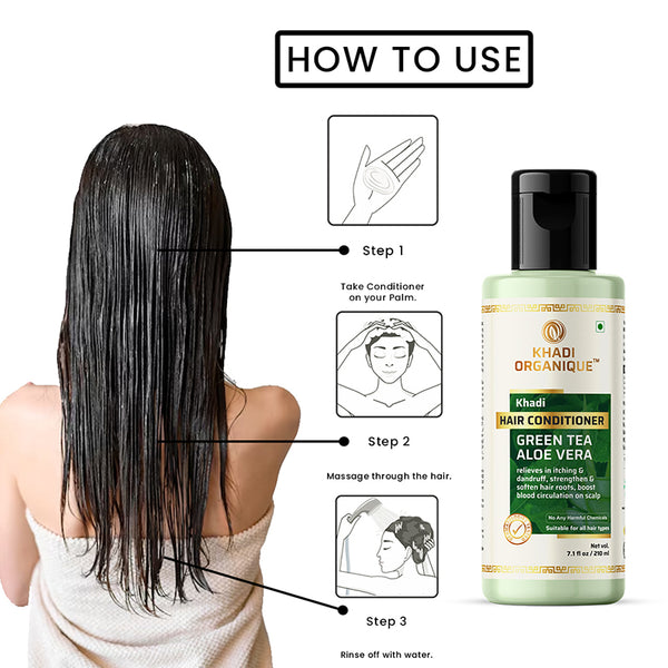 Khadi Organique Green Tea Aloe Vera Hair Conditioner - 210ml