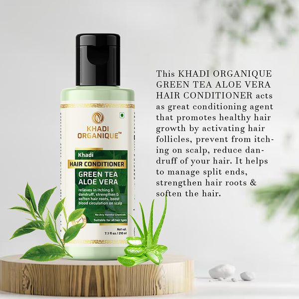 Khadi Organique Green Tea Aloe Vera Hair Conditioner - 210ml