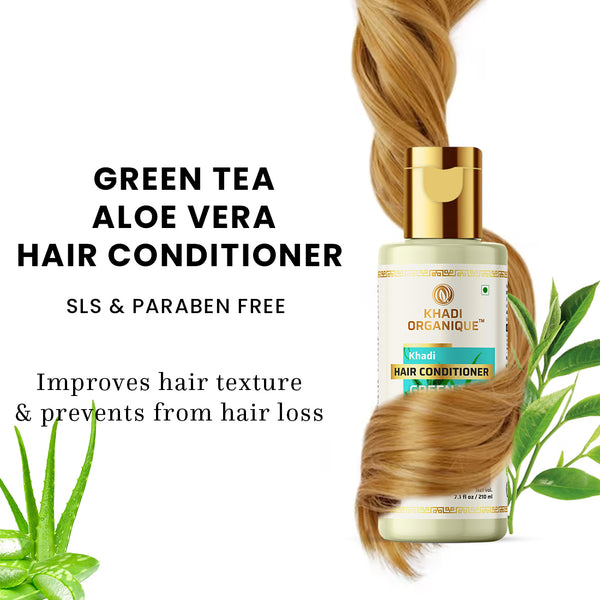 Khadi Organique Green Tea Aloe Vera Hair Conditioner - Sls & Paraben Free - 210ml