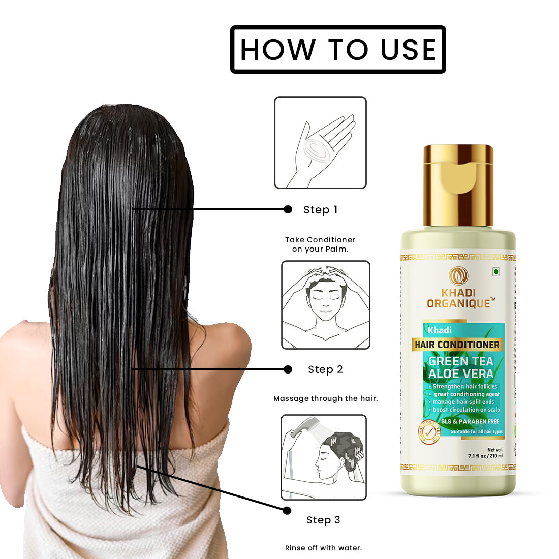 Khadi Organique Green Tea Aloe Vera Hair Conditioner - Sls & Paraben F