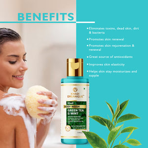 Khadi Organique Green Tea & Mint Body Wash - SLS And Paraben Free