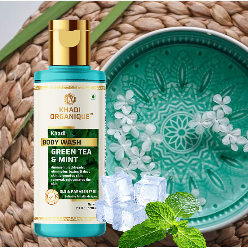 Khadi Organique Green Tea & Mint Body Wash - SLS And Paraben Free