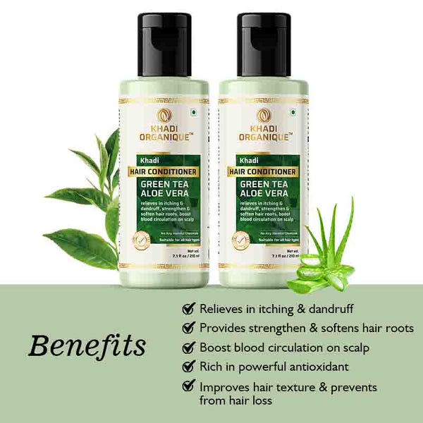 Khadi Organique Green Tea and AloeVera Conditioner - pack of 2