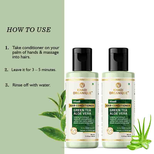 Khadi Organique Green Tea and AloeVera Conditioner - pack of 2