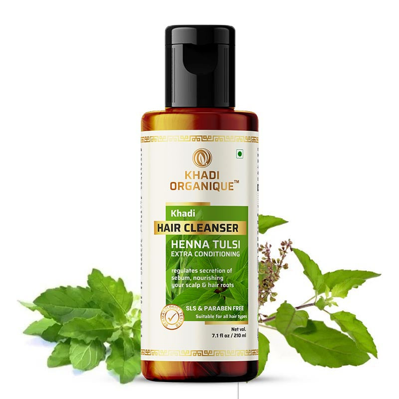 Khadi Organique Henna Tulsi Extra Conditioning Hair Cleanser (Shampoo) - SLS And Paraben Free