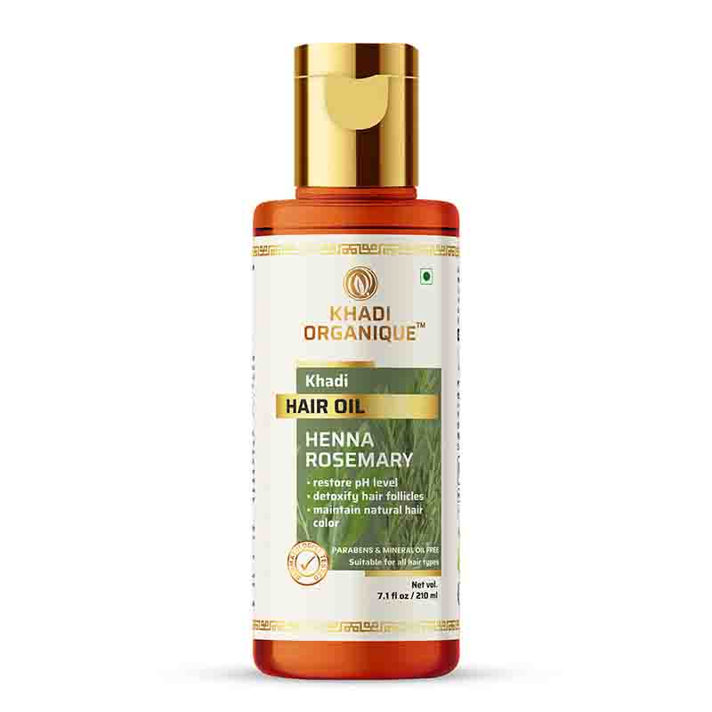Khadi Organique Henna Rosemary Hair Oil Paraben Mineral Oil Free -210ml