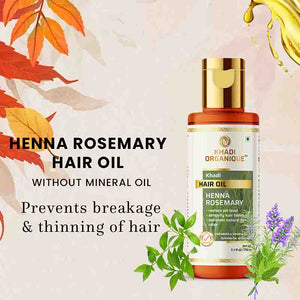 Khadi Organique Henna Rosemary Hair Oil Paraben Mineral Oil Free -210ml