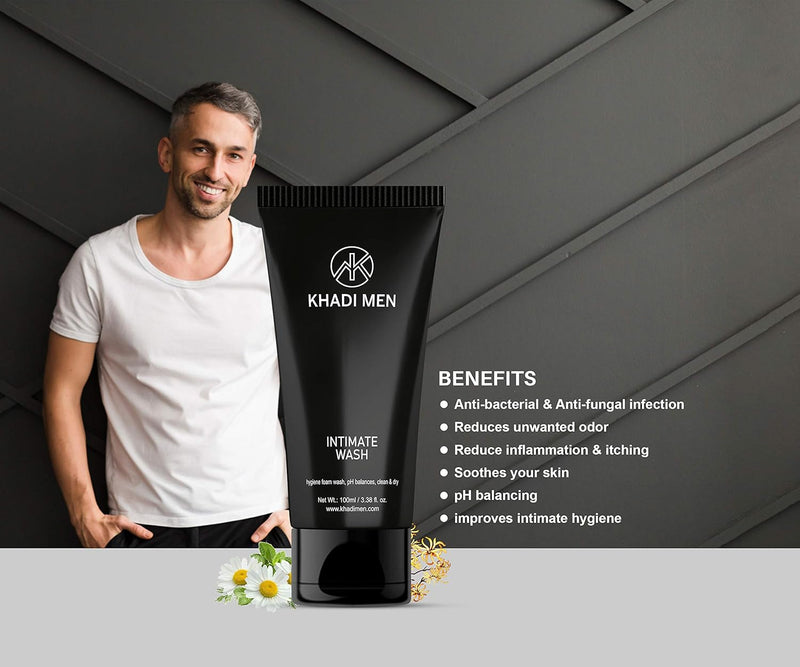 Khadi Men Intimate wash Hygiene Foam Wash - Refreshing & pH - Balanced Cleanser for Comfort & Freshness All Day