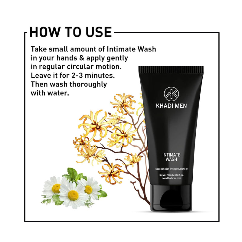 Khadi Men Intimate wash Hygiene Foam Wash - Refreshing & pH - Balanced Cleanser for Comfort & Freshness All Day