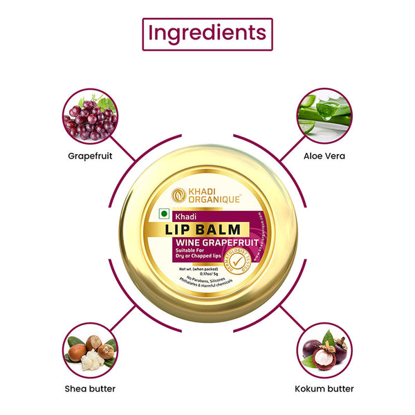 Khadi Organique Wine Grapefruit Lip Balm