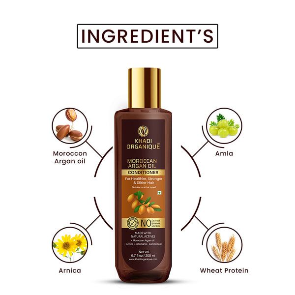 Khadi Organique Moroccan Argan Oil Hair Conditioner - SLS And Paraben Free-200 ml