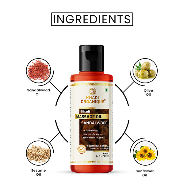 Khadi Organique Sandalwood Massage Oil - 210ml