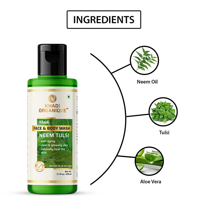 Khadi Organique Neem Tulsi Face & Body Wash