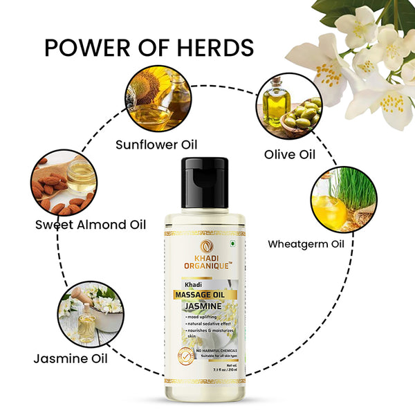 Khadi Organique Jasmine Massage Oil - 210ml