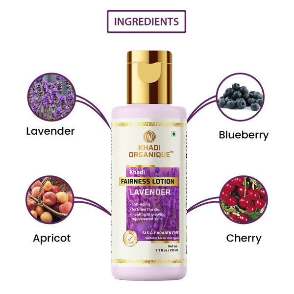 Khadi Organique Lavender Fairness Lotion (SLS & Paraben Free)