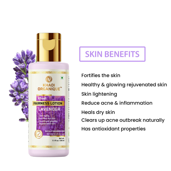 Khadi Organique Lavender Fairness Lotion (SLS & Paraben Free)