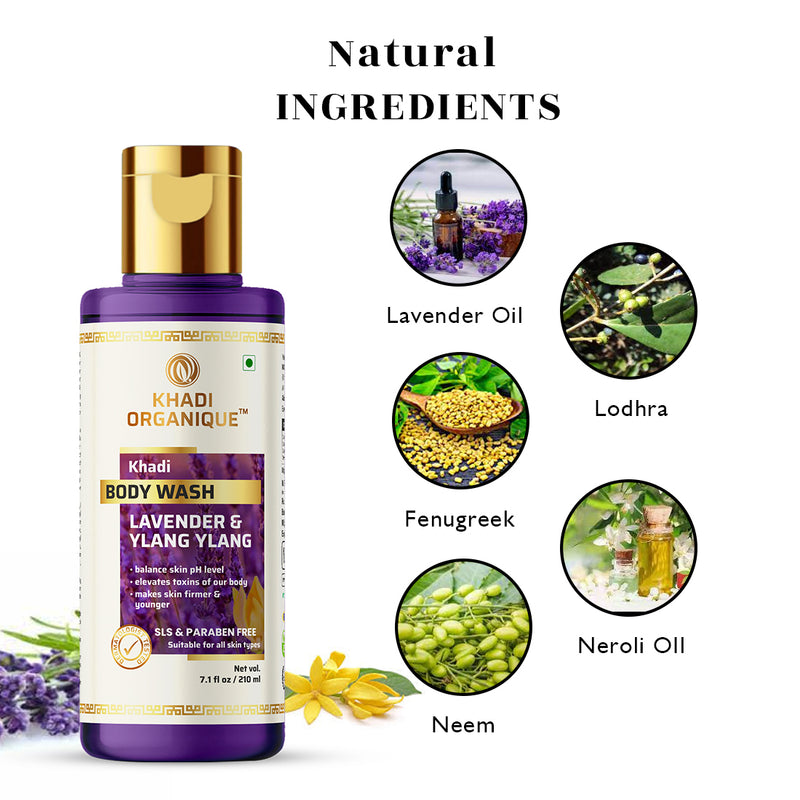 Khadi Organique Lavender & Ylang Body Wash (SLS & PARABEN FREE)