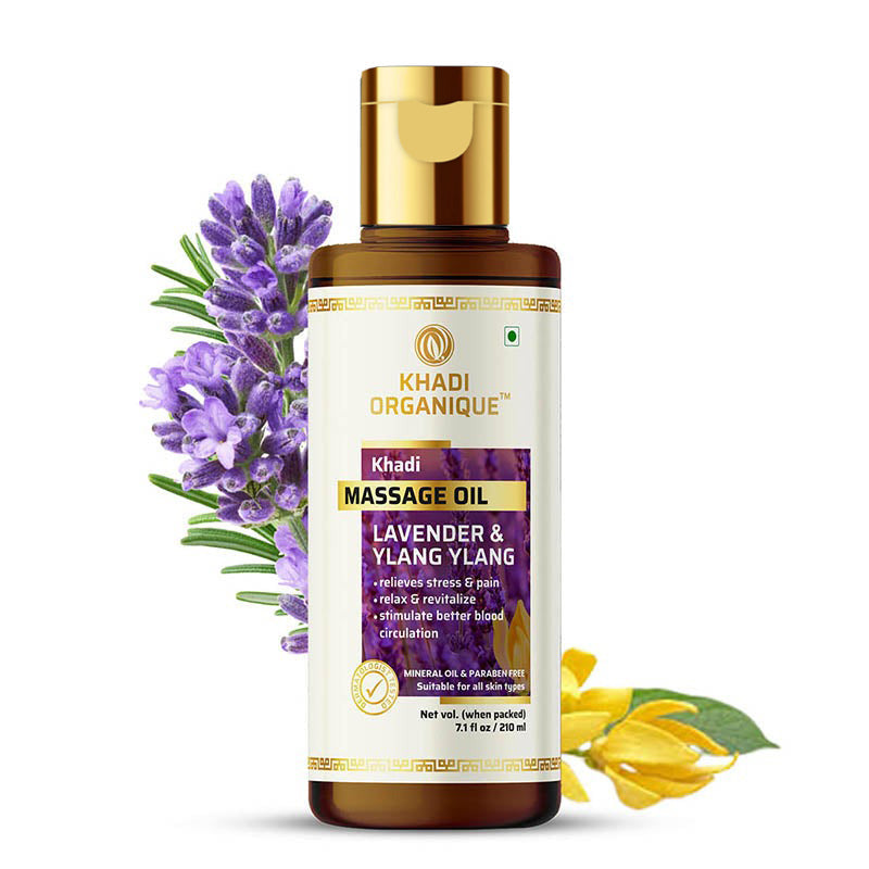 Khadi Organique Lavender & Ylang Ylang Masaage Oil Paraben Mineral Oil Free - 210ml