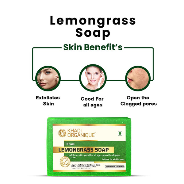 Khadi Organique Lemongrass Soap (Pack Of 3)