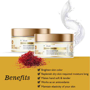 Khadi Organique Milk & Saffron-Hand Cream - Pack of 2