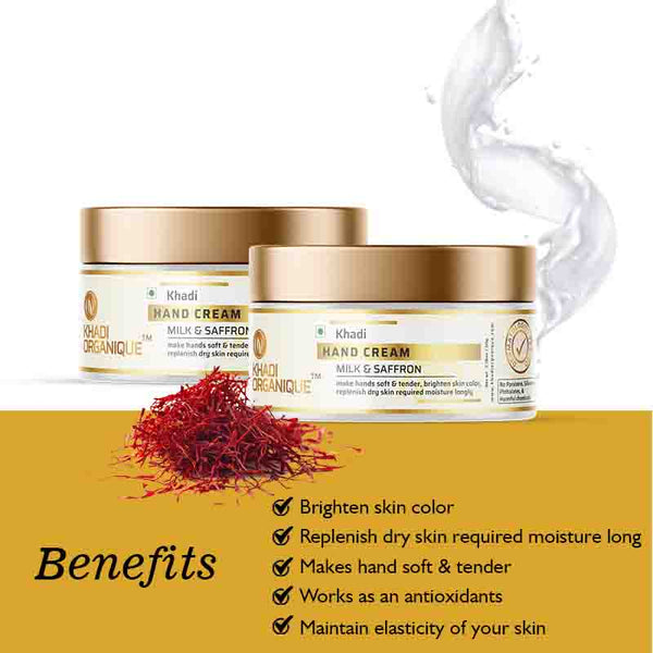 Khadi Organique Milk & Saffron-Hand Cream - Pack of 2