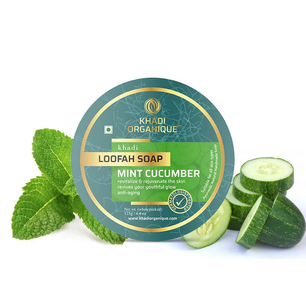 Khadi Organique Mint Cucumber Loofah Soap