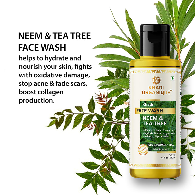 Khadi Organique Neem & Tea Tree Face Wash (SLS & Paraben Free)-210 ml