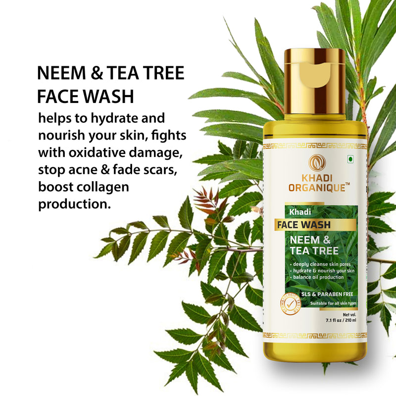 Khadi Organique Neem & Tea Tree Face Wash (SLS & Paraben Free)-210 ml