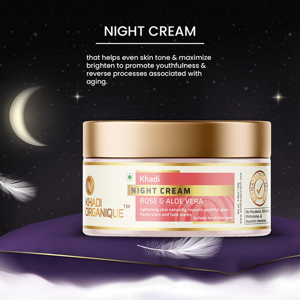 Khadi Organique Rose & Aloe Vera Night Cream - 50gm