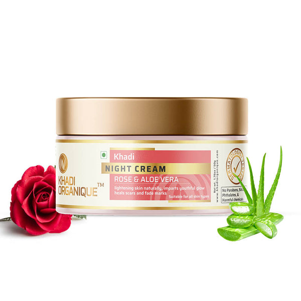 Khadi Organique Rose & Aloe Vera Night Cream - 50gm
