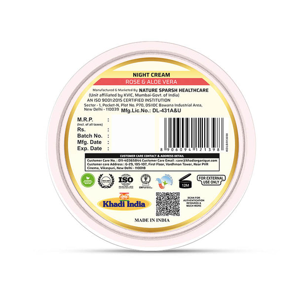 Khadi Organique Rose & Aloe Vera Night Cream - 50gm