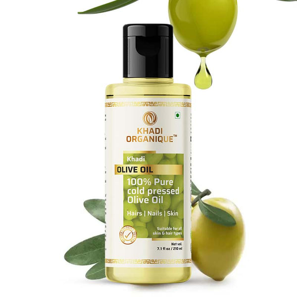 Khadi Organique Olive Oil (100% Cold Pressed Oil) -210ml