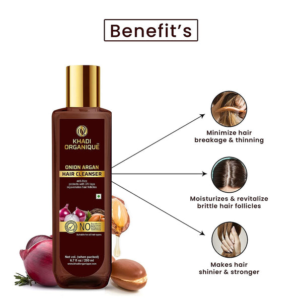 Khadi Organique Onion Argan Hair Cleanser/Shampoo - SLS And Paraben Free-200 ml