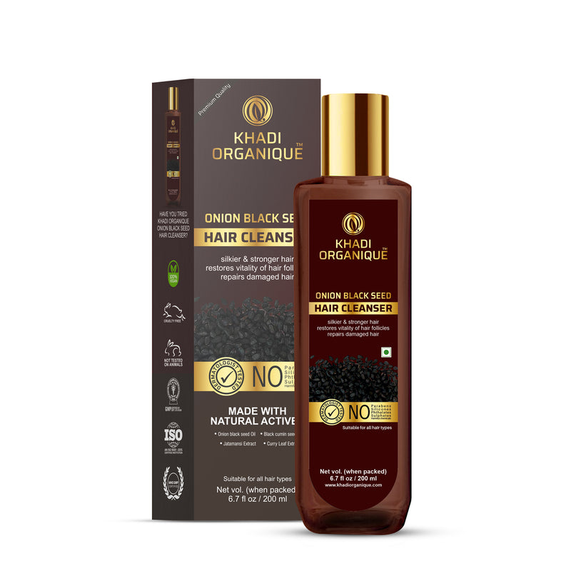 Khadi Organique Onion Black Seed Hair Cleanser/Shampoo - SLS And Paraben Free-200 ml