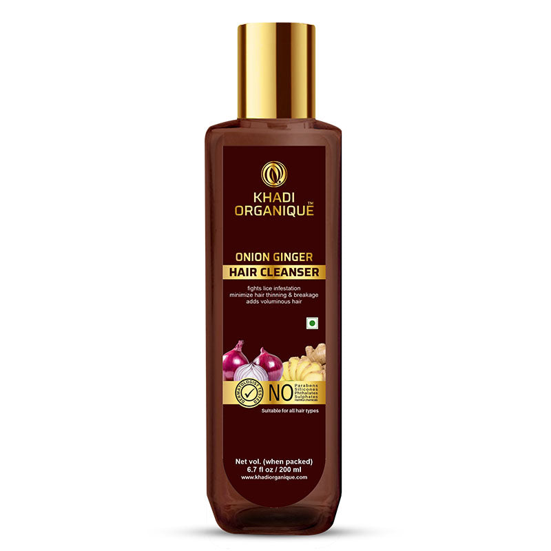 Khadi Organique Onion Ginger Hair Cleanser/Shampoo - SLS And Paraben Free-200 ml