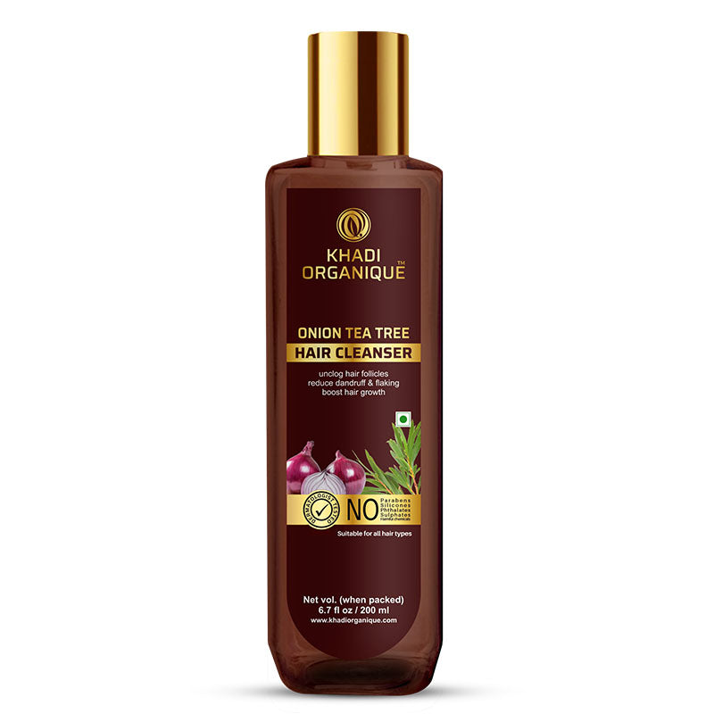 Khadi Organique Onion Tea Tree Hair Cleanser/Shampoo - SLS And Paraben Free-200 ml