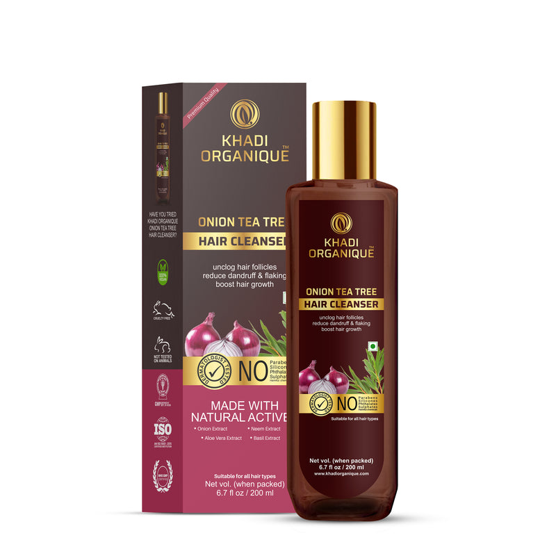 Khadi Organique Onion Tea Tree Hair Cleanser/Shampoo - SLS And Paraben Free-200 ml