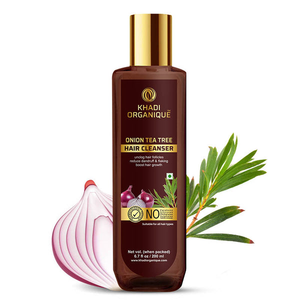 Khadi Organique Onion Tea Tree Hair Cleanser/Shampoo - SLS And Paraben Free-200 ml