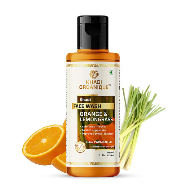 Khadi Organique Orange & Lemongrass Face Wash (SLS & PARABEN FREE)