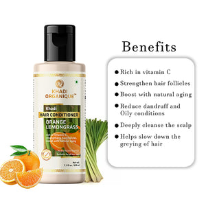 Khadi Organique Orange & Lemongrass Hair Conditioner - 210ml
