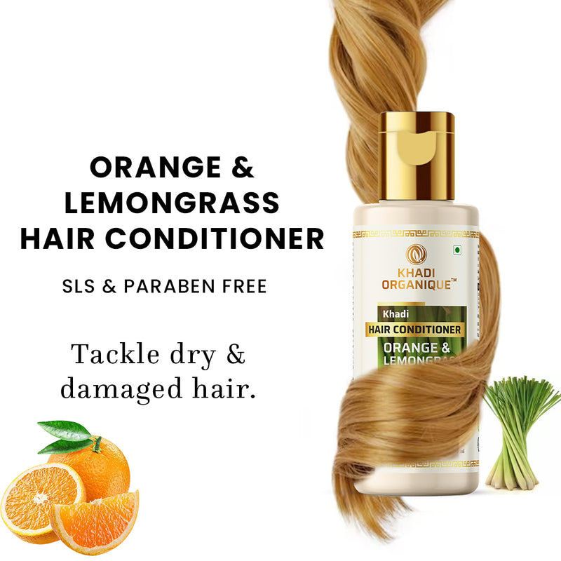 Khadi Organique Orange & Lemongrass Hair Conditioner (SLS & PARABEN FREE) - 210ml