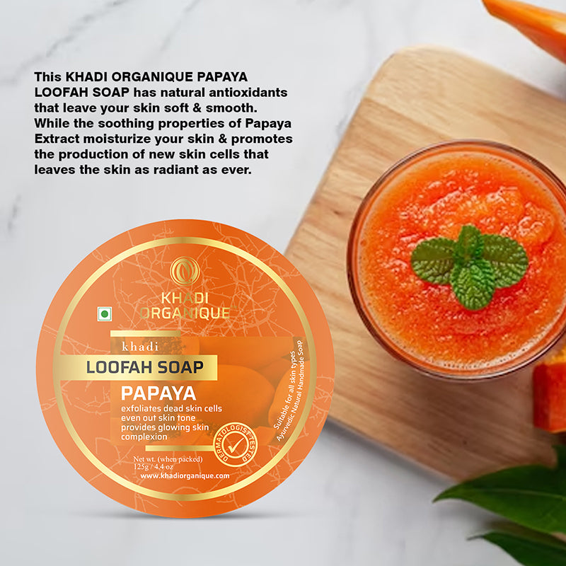 Buy 100% Organic Papaya Loofah Soap Online In India - Khadi Organique