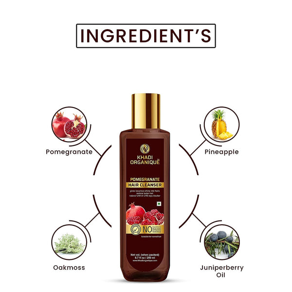 Khadi Organique Pomegranate Hair Cleanser/Shampoo - SLS And Paraben Free-200 ml