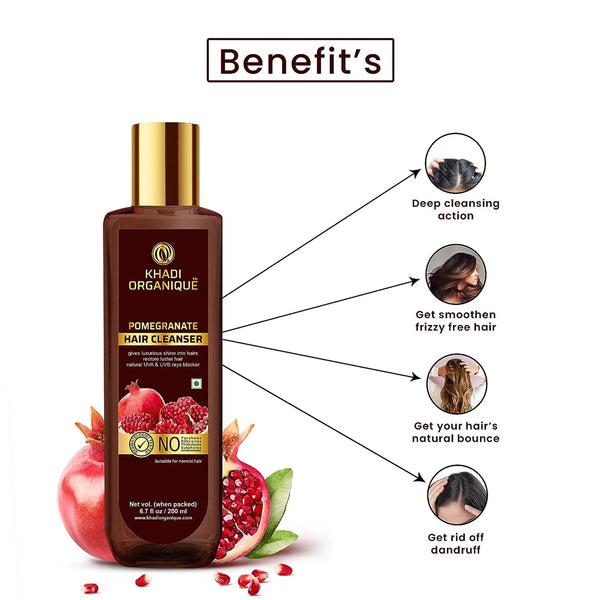 Khadi Organique Pomegranate Hair Cleanser/Shampoo - SLS And Paraben Free-200 ml