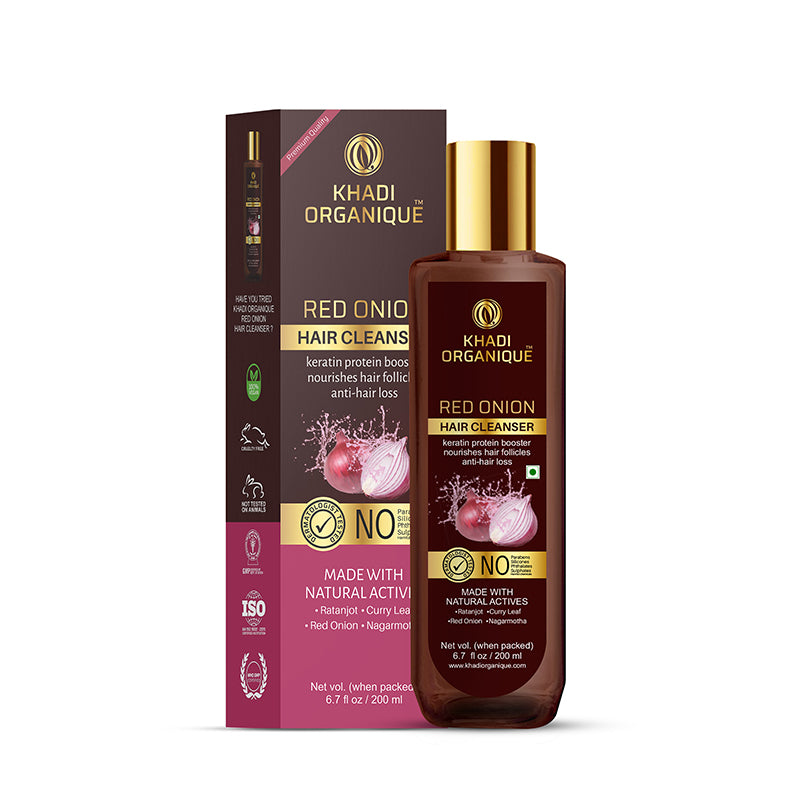 Khadi Organique Red Onion Hair Cleanser/Shampoo - SLS And Paraben Free-200 ml
